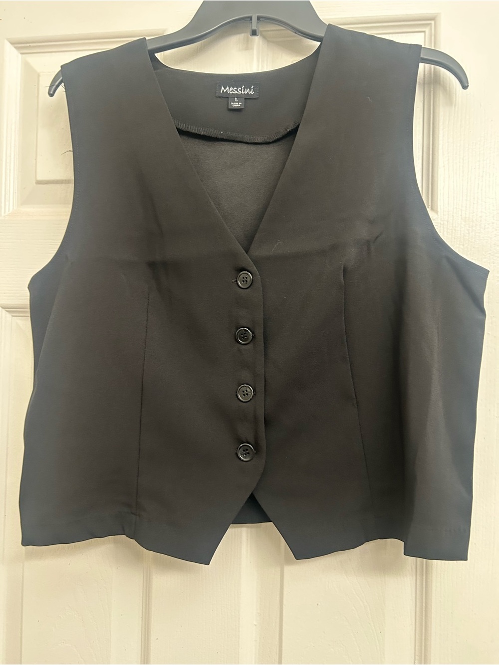 Messini Black Button-Front Vest